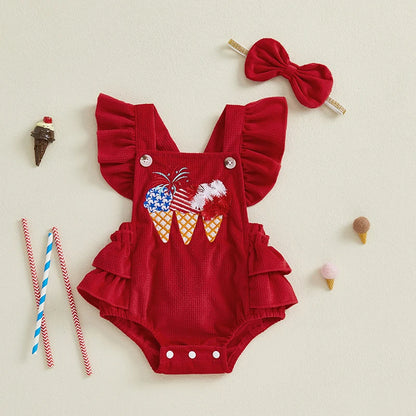 Independence Day Dress Ruffle Romper